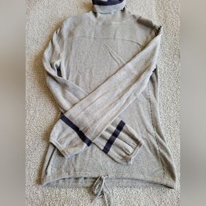 B2G1 3/$20 Chic Gray Turtleneck Sweater with Striped Details